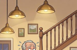 The husband comes home and worried because he has a scratch on his chest