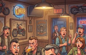 A drunk man walks into a Hell’s Angels biker bar,