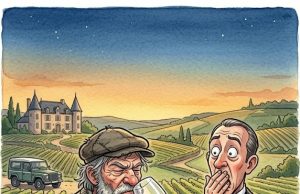 A ragged homeless man walked at an old vineyard