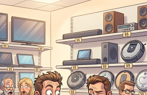 A man goes into a store and starts looking around.