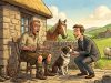 A Scottish Farmer Is Sitting On His Front Porch.