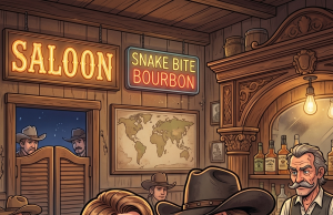 A cowboy walks into a bar and takes a seat next to a very attractive woman.
