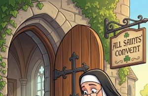 Two leprechauns knocked on the door of an Irish convent